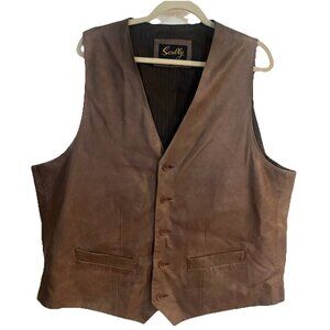 Scully Chocolate Brown Lined Leather Vest Size 48 Cowboy Western Rodeo Farmer